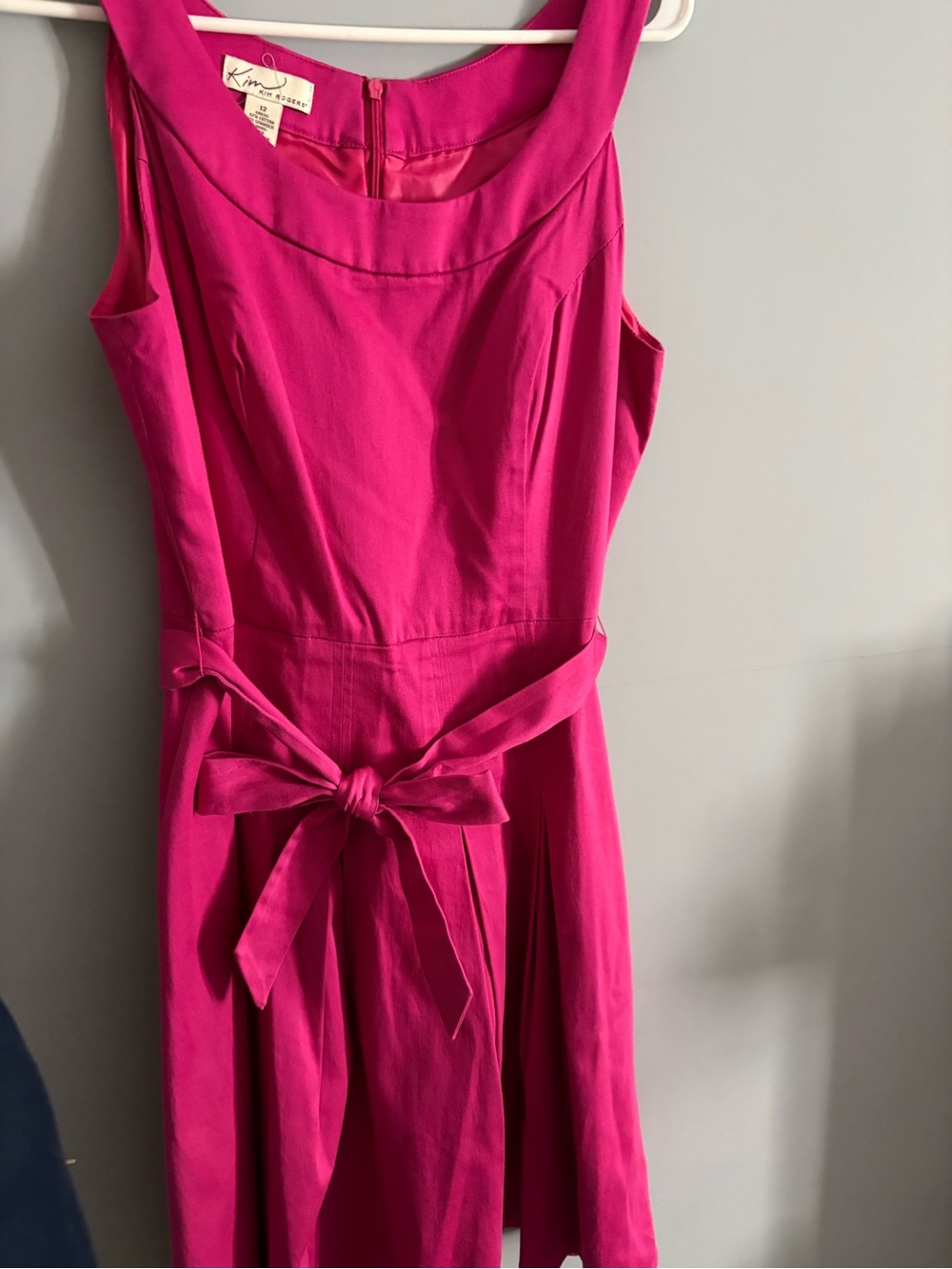 Kim Rogers Hot Pink Sleeveless Tie-Waist Midi Dress